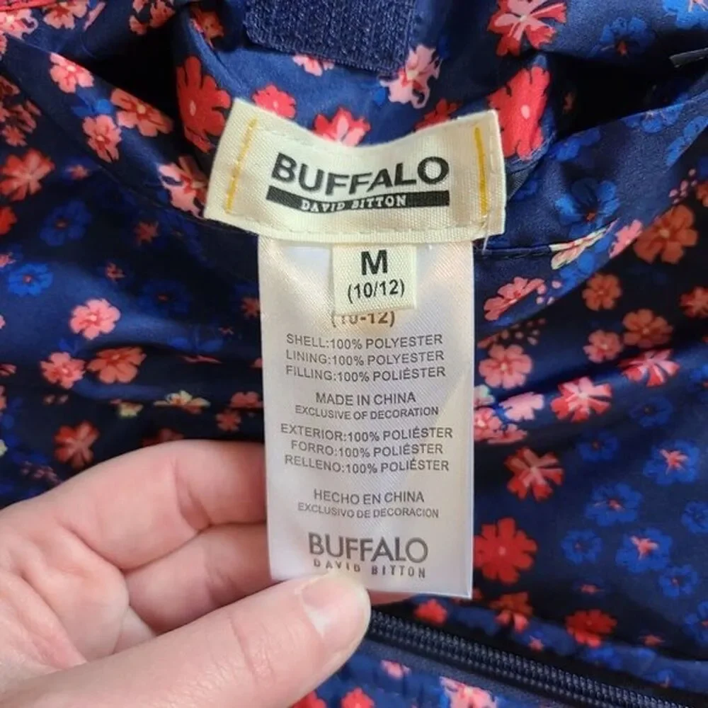 Buffalo‎ David Bitton Girls M Floral Fuzzy Reversible Vest Outwear Cozy Layering